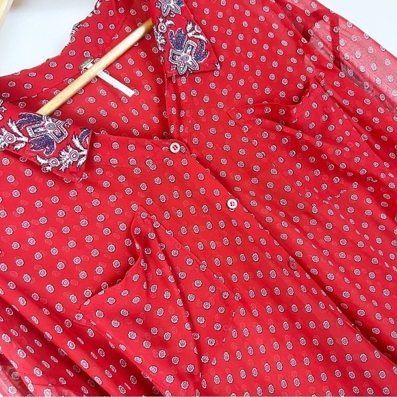 Free People Easy Rider Sheer Button Top - Picture 7 of 7